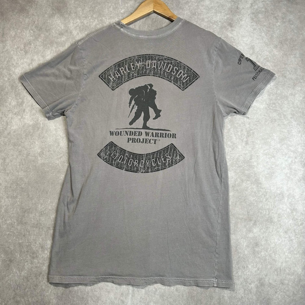 Harley Davidson Motorcycles Wounded Warrior Project T-shirt Mens L Freedom USA *